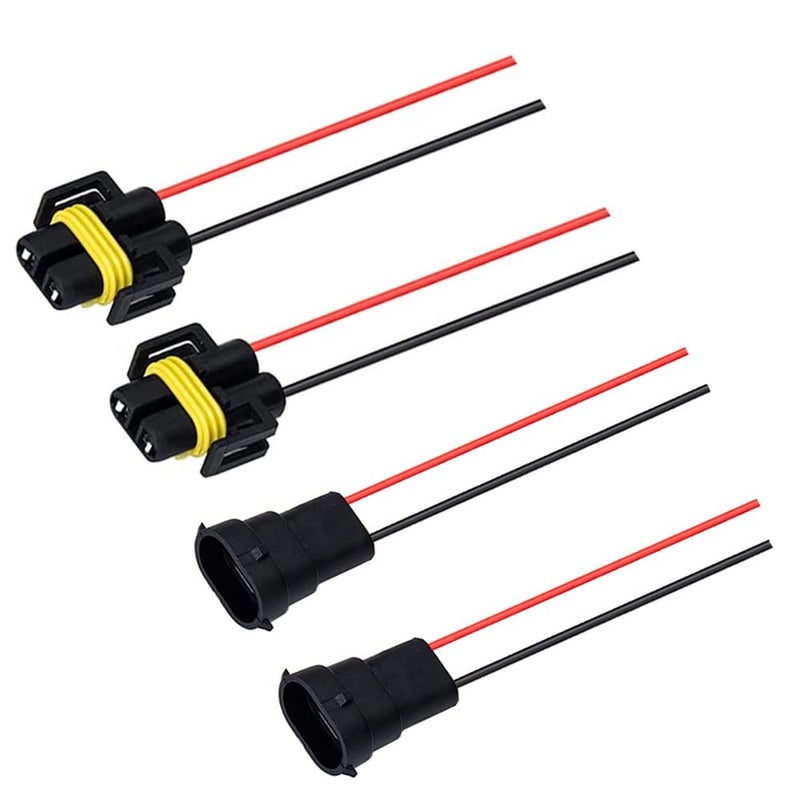 BlyilyB Set-2 H11 H8 Pigtail Socket Wiring Harness Harness Female and Male Connector for Headlight Fog Lamp - Image 1